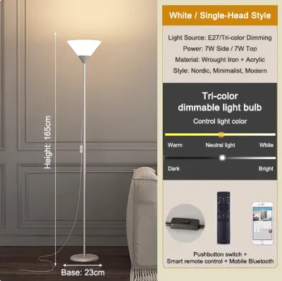 Adjustable Floor Lamp Retro Atmosphere LED Living Room Eye-Protecting Mother-Child Lamp Bedroom Study Bedside Minimalist Standing Table Lamp