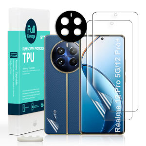 Ibywind For Realme 12 Pro 5G&12 Pro+ 5G Screen Protetorwith 2Pcs Flexible TPU Film1Pc Camera Lens Protector1Pc Backing Carbon Fiber Film [Fingerprint ReaderEasy to install]