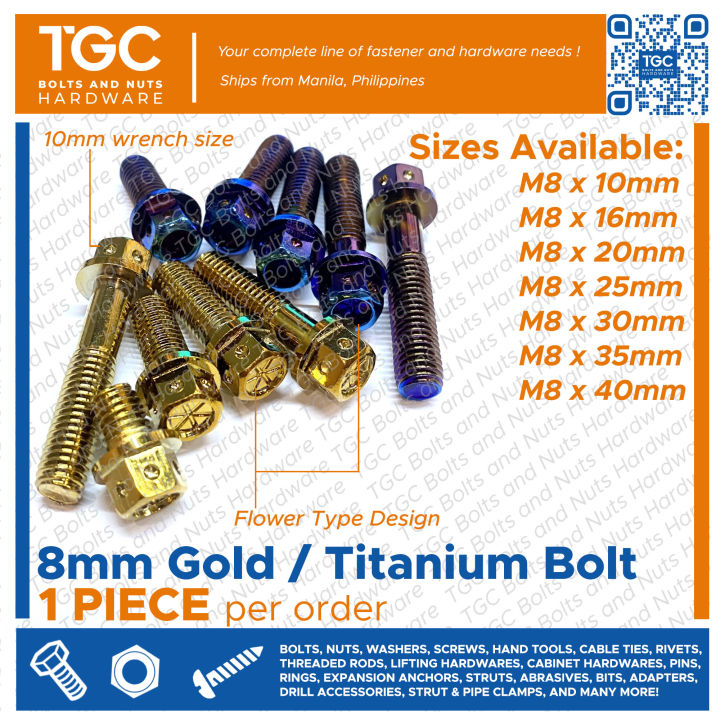 TGC Heng Bolt (8mm) Gold Bolt Titanium Bolt Flower Type for