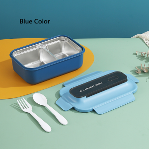 304 Stainless Steel 2 Compartment Keep Warm Lunch Box 800ml with Cutlery Set Bento Box for School & Work