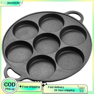 [Jocestyle Outdoor Mall]7 Hole Frying Pot Cast Iron Non-Stick Skillet Omelet Pan Breakfast Maker Cookware Egg Frying Pan for Gas Stove Induction
