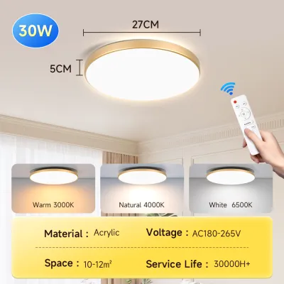 CANMEIJIA 3 Color Change LED Ceiling Light Dimmable 30W Modern Ceiling Lamp with Remote Control Ultra-thin Tricolor Surface Mount Panel Light for Bedroom Living Room Kitchen Home Lighting