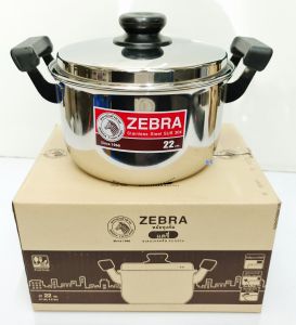 Zebra หม้อหุงต้ม สเตนเลส 22 ซม. รุ่น Carry ตราหัวม้าลาย - 4.5 ลิตร 160375 หม้อม้าลาย หม้อ หม้อข้าว หม้อสองหู หม้อต้ม หม้อหูดำ