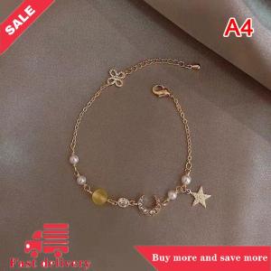 [COD] Exquisite Bracelets For Women Star Moon Zircon Pearl Bracelet Simple Send Girlfriend Wedding Bracelets Jewelry Gift