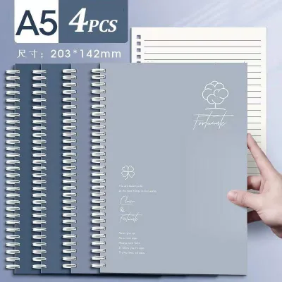 4Pcs Student A5 Spiral Notebook 60 Sheets Loose Leaf Diary Book Office Coil Notebook Set