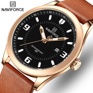 NAVIFORCE Top Original Brand Business Mens Quartz Watch Casual Fashion Leather Strap Sport Date Waterproof Men Clock Watch