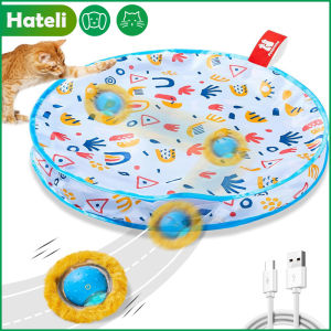 HATELI Interactive Cat Toys Ball Fast Rolling in Pouch Hide and Seek Kitten Toy Motion Activated Interactive Cat Hunting Ball Toy Automatic Moving Bouncing Pet Smart Toy USB Rechargeable Ball