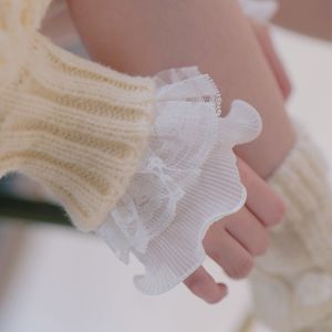 1Pair Detachable Fake Sleeves Spring Autumn Wild Sweater Decorative Sleeves Lace Ruffles Elbow Sleeve Cuff universal Fake Cuff