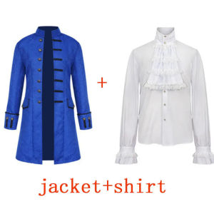Men Steampunk Trench Coat / Shirt Vintage Prince Overcoat Medieval Renaissance Jacket Victorian Edwardian Cosplay Costume