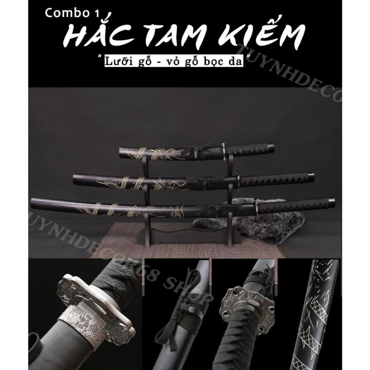 Combo 3 thanh katana Nhật và kệ để bàn, bộ quà tặng trưng bày phòng vỏ ...