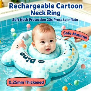 Cartoon Inflatable Baby Swimming Neck Float Safe Anti-Choke PVC Collar with Double Buckles