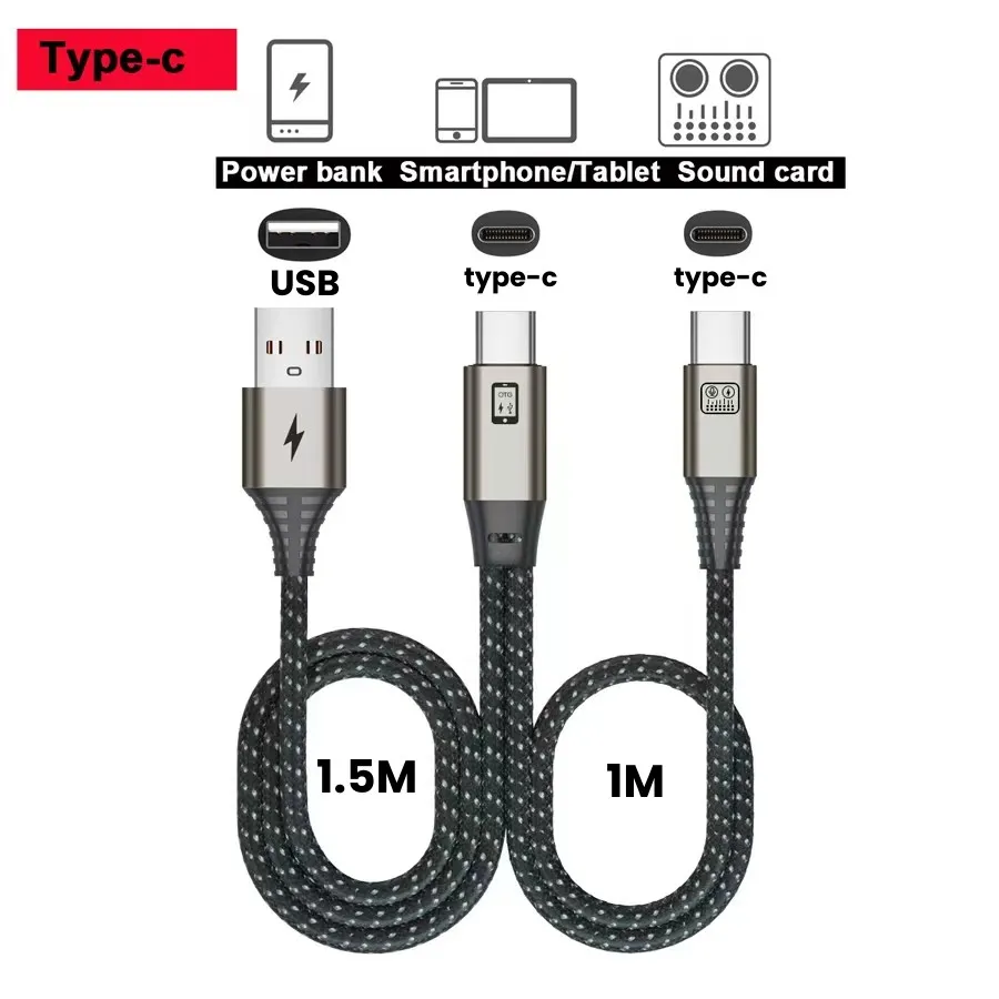 Microphone Live Sound Card Cable Data Charging Cord for Type-c Micro USB  Lighting iphone Audio Converter OTG Adapter