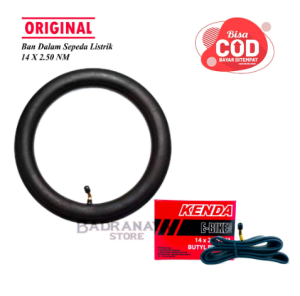 Ban Dalam Sepeda Listrik Uk 14 x 2.50 Pentil Bengkok Kuat Hitam