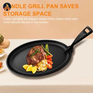 Cast Iron 10.6 X 6.89in Steak Plate Oval Shape Griddle Pan for Home Restaurant [Jocestyle Store]