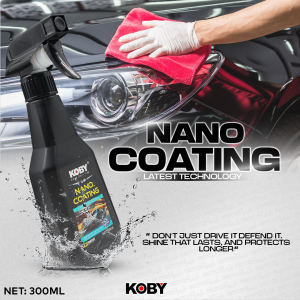 KOBY NANO COATING SPRAY 300ML HYDROPHOBIC COAT AND POLISH LIQUID CARE FLUID UNIVERSAL FOR MOTORCYCLE AND CAR 1PC