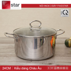 Nồi inox 3 đáy Fivestar nắp kính đáy từ - Tân Hợp Thành bảo hành 5 năm