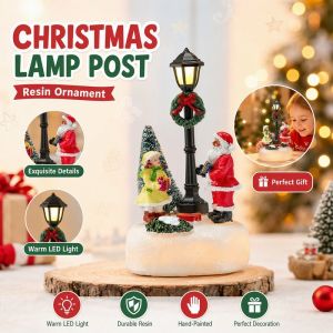 LED Lighted Christmas Resin Ornament Mini Winter Street Scene Tabletop Decor Battery Powered 12cm