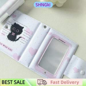 SHNGki 3 Inch Photo Album 32 Pockets Fork Black Cat Style ID Card Kpop Idol Photo Card Holder Storage Collect Book