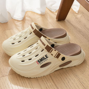 [Free Shipping] Mens thick-soled clogs suitable for summer wear with non-slip soles soft bottoms and designed for both outdoor activities and driving