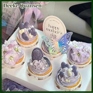 Deeke New 12pcs hạnh phúc bánh sinh nhật Topper Rose gấp loại bướm trẻ em bên bánh Topper trang trí món tráng miệng bé tắm Quà Tặng