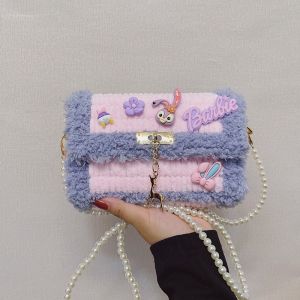 Túi Handmade Túi Tự Đan Túi Len Viền Xù Mác Nai Mix Hình Charm Thỏ Barie Ngộ Nghĩnh Làm Quà Tặng Bạn Gái - EB57