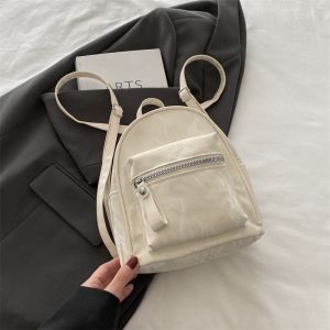 EERSHENSHI  กระเป๋าเป้สะพายหลังผู้หญิงสไตล์เกาหลี INS ลำลองแนววินเทจสำหรับนักเรียนเข้าชั้นเรียนกระเป๋าเป้สะพายหลัง PU ความจุสูง