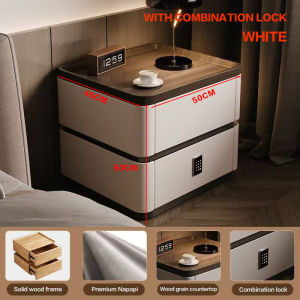 Solid wood Combination lock bedside table home bedroom bedside cabinet modern and simple storage cabinet living room storage cabinet bedside cabinet