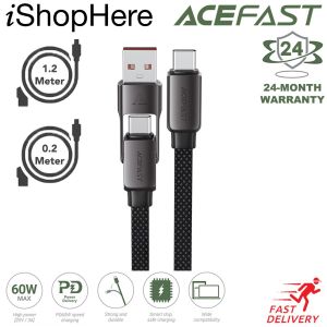 ACEFAST Kabel Data Charger 2in1 USB-A / C ke USB-C 60W C13-05 C13-04 Pengisian Cepat Bersertifikat