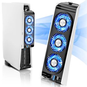 PS5 Cooling Fan with LED LightQuiet & Efficient Cooling System for PS5 Cooler3 Fan SpeedsCompatible PS5 Digital&Discs Edition