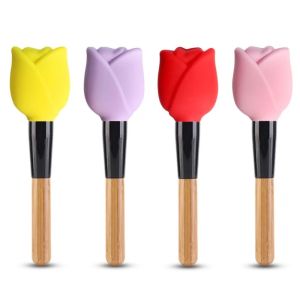 BAIXL 3Pcs Protect Brush Bristle Silicone Makeup Brush Cover Dust Proof Flower-shaped Cosmetic Brush Guard Cap Neat Anti-slip Makeup Brush Travel Storage Case Makeup Brushes Set