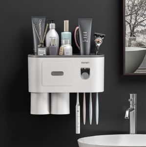Kệ Để Bàn Chải Kem Đánh Răng Kem Đánh Răng Tự Động Không khoan tường (Tặng kèm miếng dán) kèm ảnh thật
