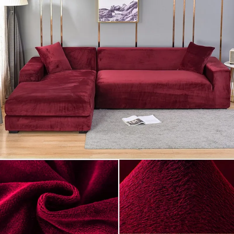 1/2/3/4 Seat Real Velvet Fabric Sofa Cover Elastic Couch Cover