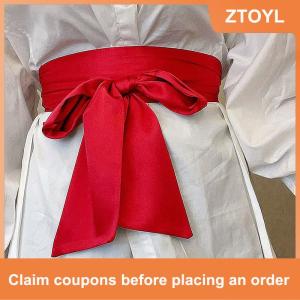 【ZTOYL】 Satin Ribbon Bow Wide Corset Belt 9.5x250cm Multicolor DIY Bowknot Waistband For Women Girl Dress Decor