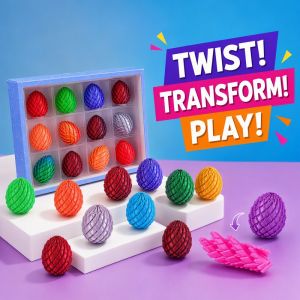 3D Printed Articulated Dinosaur Egg Fidget Toy Transformable Movable Joint Colorful Figurine Desktop Display Stress Relief Gift For Kids Teens Adults
