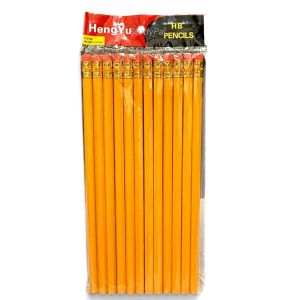 12pcs HengYu HB Yellow Pencils with Eraser – Smooth Writing for Students
