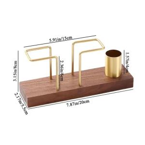Vertical Tissue Dispenser with Toothpick Case Metal Napkin Holder Multi-use Gold Wooden Home2026