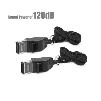 [Fast Delivery] 2 Packs Dolphin Whistle Black Plastic Sport Referee Whistle With Lanyard for Coaches Referees