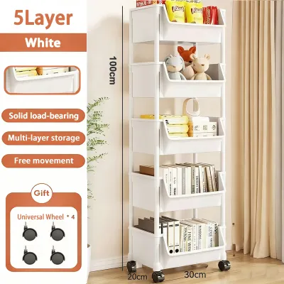 3 Tier Trolley Cart Organizer For Baby Utility Trolley Carbon Steel Cart Utility Trolley Cart for Baby Organizer Storage Rack Shelf with 4 Wide Baskets 3 Narrow Baskets and 3 Hanging Buckets