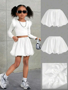 L Korean Fashion  Plain Color Bubble Skirt