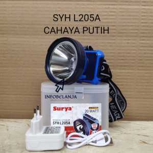 Senter Kepala Surya SYH L205A LED 20 Watt Putih Rechargeable SNI Bergaransi