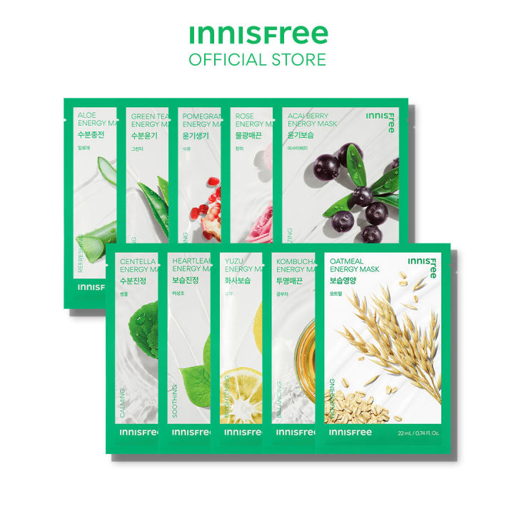 INNISFREE Energy Mask Set [Assorted] x 10 Sheets Lazada Singapore