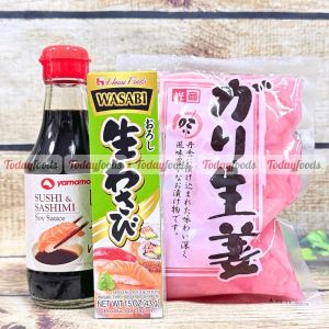 Combo Ăn Kèm Sushi Sashimi Cơ Bản (Nước Tương Sushi 200ML + Gừng Hồng 250G + Wasabi House 43G Tuýp)