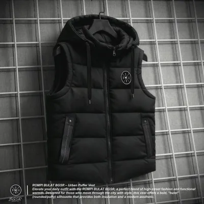 Jaket rompi parasut pria anti air waterproof tebal topi bisa di lepas BGSRMMXVI