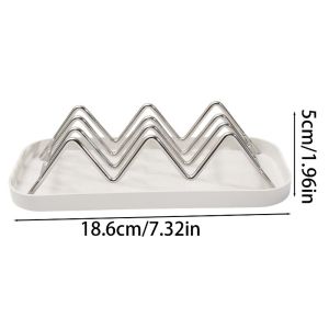Stainless Steel Non-slip Soap Draining Holder / W Shaped Wave Soap Holder / Multifunctional Kitchen Sponge Storage Rack / Practical Waterproof Soap Rack with Drain Tray