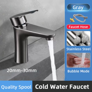 Bathroom 304 Stainless Steel Sink Faucet Bathroom Kitchen Counter Sink Faucet Hot And Cold Water Tank Faucet