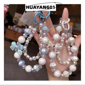 HUAYANG01 [HOT FASHION] Mobile Phone Lanyard Short Style Wrist Strap Bow Knot Handmade Beaded Bracelet Pendant Lanyard Anti-Lost Wide Wrist Strap
