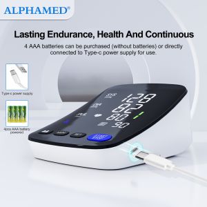 【Original 】1pc ALPHAMED Automatic Arm Blood Pressure Monitor U82RH USB Powered 22.1-43.18 cm Cuff 2x199 Memory LED High-Definition Curved Screen Intelligent Design Suitable for Elderly Ideal Gift for Family and Friends