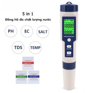 Máy Đo Độ Mặn Và Độ PH 5 Trong 1 Dùng Để Làm Vườn Và Đo Độ PH/Tds/Ec/Độ MặN/Nhiệt Độ