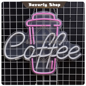 Coffee  ขนาด 50 x 40 x 2 cm ป้ายไฟนีออน หน้าร้าน ป้ายไฟตัวอักษร ตกแต่งหน้าร้าน สร้างความโดดเด่นให้ร้านคุณ