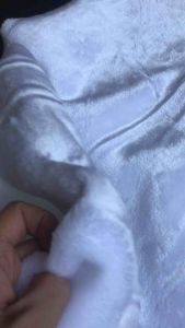 ผ้าขนฟรุ้งฟริ้ง สีขาว ขนแมว 150x50cm หนานุ่มมาก ขนแน่น หลังหนา